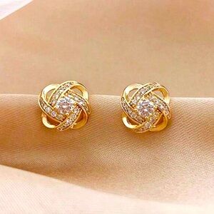 Gold Crystal Knot Earrings